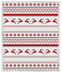 Magnat Vianočná biela baránková deka z mikroplyšu RETRO CHRISTMAS Rozmer: 160 x 200 cm