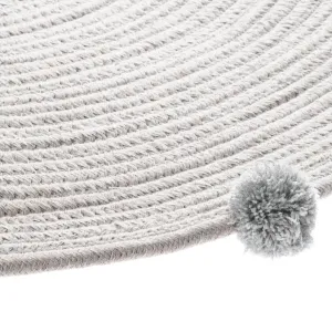 Okrúhly sivý koberec s brmbolcami POMPOME 90 cm