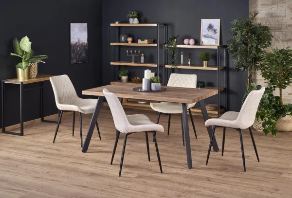 HALMAR Jedálenský rozkladací stôl BERLIN orech med/čierna 140-180x85 cm