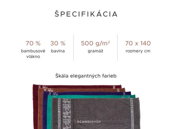 Bambusová osuška BAMBOO 70 x 140 cm hnedá, 70% bambus | 30% bavlna
