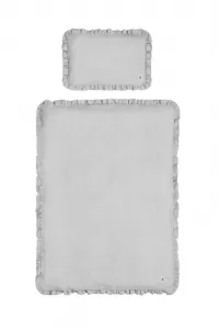 Bellamy Ľanový set prikrývky a vankúša do postieľky s výplňou STONE GRAY, veľ. S