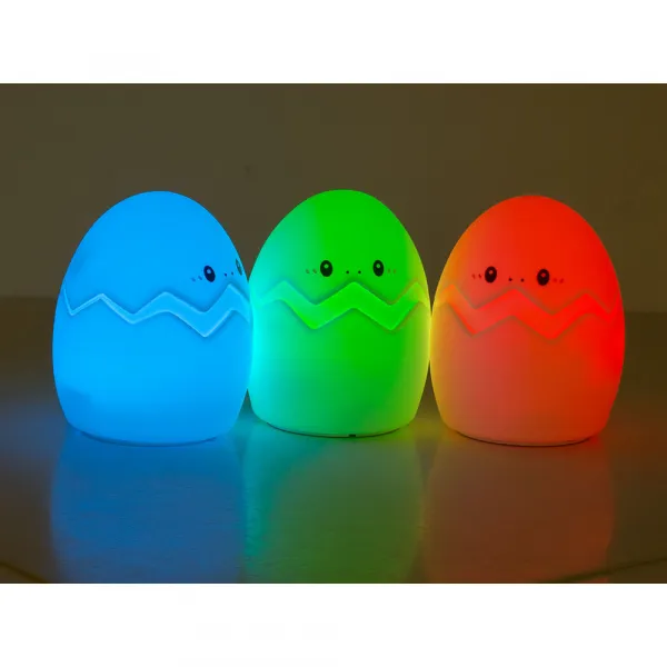 Silikónová LED detská nočná lampička EGG 12,5 cm biela