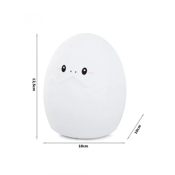 Silikónová LED detská nočná lampička EGG 12,5 cm biela