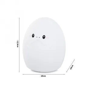 Silikónová LED detská nočná lampička EGG 12,5 cm biela