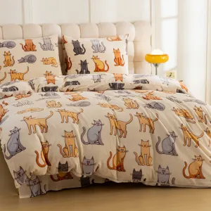 Mikroplyšové obliečky COLORED CATS krémové Rozmer obliečok: 70 x 90 cm | 140 x 200 cm