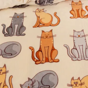 Mikroplyšové obliečky COLORED CATS krémové Rozmer obliečok: 70 x 90 cm | 140 x 200 cm