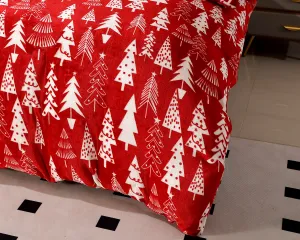 Obliečky mikroplyš CHRISTMAS TREES červené Rozmer obliečok: 2 ks 70 x 90 cm | 200 x 220 cm