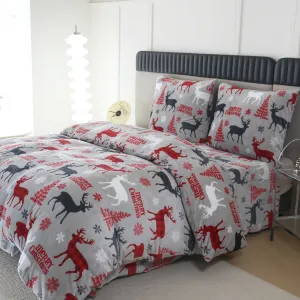 Obliečky mikroplyš MERRY CHRISTMAS DEER sivé Rozmer obliečok: 2 ks 70 x 90 cm | 200 x 220 cm