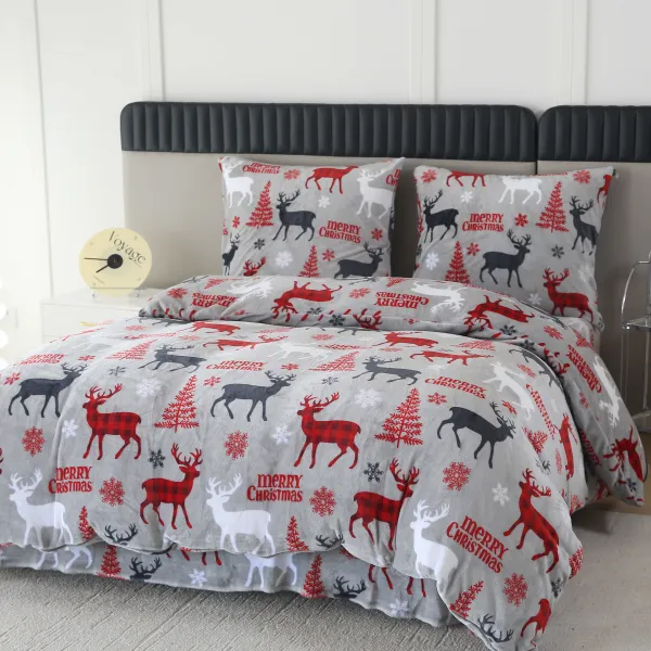 Obliečky mikroplyš MERRY CHRISTMAS DEER sivé Rozmer obliečok: 2 ks 70 x 90 cm | 200 x 220 cm
