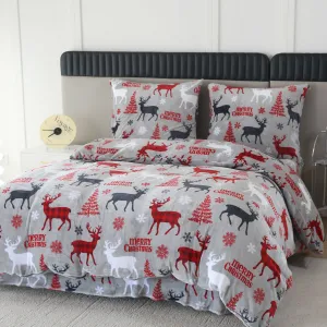 Obliečky mikroplyš MERRY CHRISTMAS DEER sivé Rozmer obliečok: 2 ks 70 x 90 cm | 200 x 220 cm