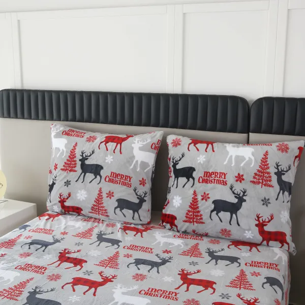 Obliečky mikroplyš MERRY CHRISTMAS DEER sivé Rozmer obliečok: 2 ks 70 x 90 cm | 200 x 220 cm