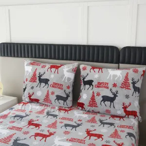 Obliečky mikroplyš MERRY CHRISTMAS DEER sivé Rozmer obliečok: 2 ks 70 x 90 cm | 200 x 220 cm
