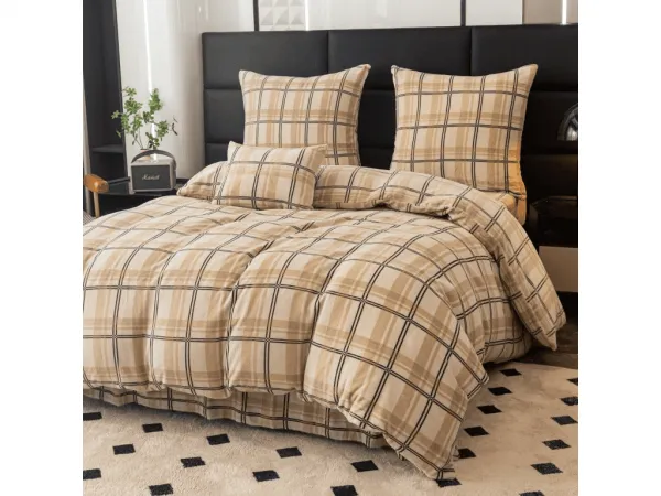Obliečky mikroplyš PLAID krémové Rozmer obliečok: 2 ks 70 x 90 cm | 200 x 220 cm