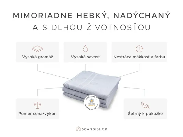 Hotelová osuška Deluxe 100x200 cm biela, 100% bavlna