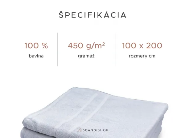 Hotelová osuška Deluxe 100x200 cm biela, 100% bavlna