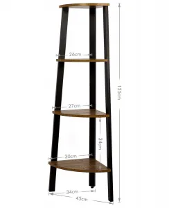Rohový regál TAYLOR 4 police, 125x34 cm