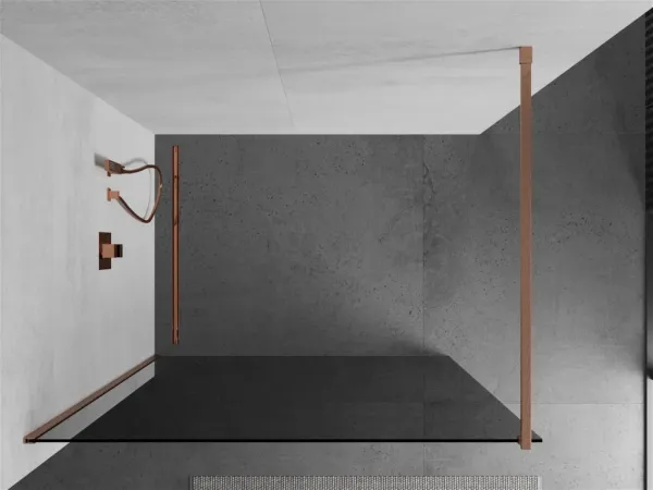 MEXEN/S - Kioto Sprchová zástena WALK-IN 70 x 200, grafit 8 mm, meď kartáčovaná 800-070-101-65-40