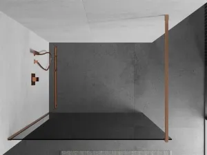 MEXEN/S - Kioto Sprchová zástena WALK-IN 70 x 200, grafit 8 mm, meď kartáčovaná 800-070-101-65-40