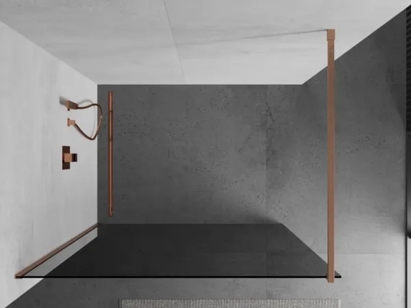 MEXEN/S - Kioto Sprchová zástena WALK-IN 120 x 200, grafit 8 mm, meď kartáčovaná 800-120-101-65-40