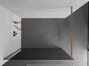 MEXEN/S - Kioto Sprchová zástena WALK-IN 120 x 200, grafit 8 mm, meď kartáčovaná 800-120-101-65-40