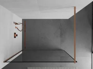 MEXEN/S - Kioto Sprchová zástena WALK-IN 100 x 200, čierny vzor 8 mm, meď kartáčovaná 800-100-101-65-70