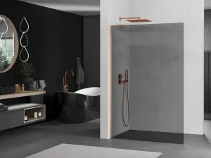 MEXEN/S - Kioto L Sprchová zástena WALK-IN 80 x 200, grafit, meď kartáčovaná 800-080-103-65-40