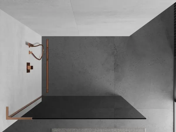 MEXEN/S - Kioto L Sprchová zástena WALK-IN 80 x 200, grafit, meď kartáčovaná 800-080-103-65-40