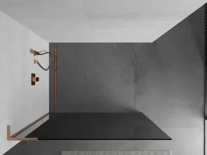 MEXEN/S - Kioto L Sprchová zástena WALK-IN 80 x 200, grafit, meď kartáčovaná 800-080-103-65-40