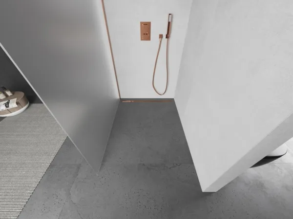 MEXEN/S - Kioto Sprchová zástena WALK-IN 120 x 200, dekor 8 mm, meď kartáčovaná 800-120-101-65-30