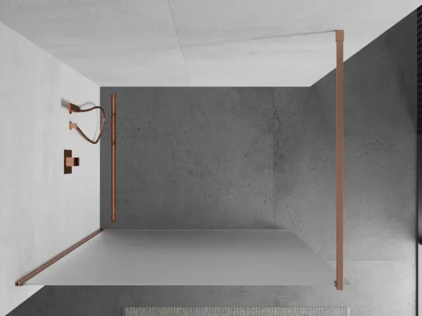 MEXEN/S - Kioto Sprchová zástena WALK-IN 120 x 200, dekor 8 mm, meď kartáčovaná 800-120-101-65-30