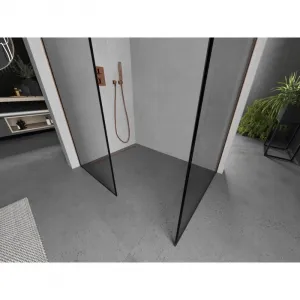 MEXEN/S - Kioto Sprchová zástena Walk-in 100 x 70, čierny vzor, meď kartáčovaná 800-100-202-65-70-070