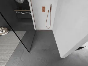 MEXEN/S - Kioto L Sprchová zástena WALK-IN 80 x 200, čierny vzor, meď kartáčovaná 800-080-103-65-70