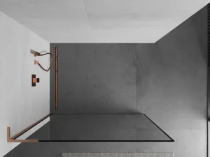 MEXEN/S - Kioto L Sprchová zástena WALK-IN 80 x 200, čierny vzor, meď kartáčovaná 800-080-103-65-70