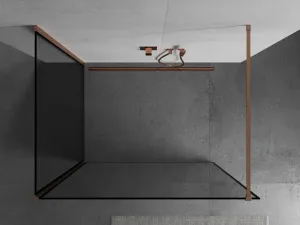 MEXEN/S - Kioto Sprchová zástena WALK-IN 100 x 70, čierny vzor, meď kartáčovaná 800-100-212-65-70-070