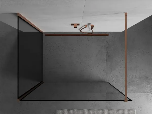 MEXEN/S - Kioto Sprchová zástena WALK-IN 120 x 80, čierny vzor, meď kartáčovaná 800-120-212-65-70-080