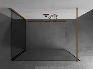 MEXEN/S - Kioto Sprchová zástena WALK-IN 120 x 80, čierny vzor, meď kartáčovaná 800-120-212-65-70-080