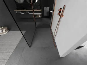 MEXEN/S - Kioto Sprchová zástena WALK-IN 120 x 80, čierny vzor, meď kartáčovaná 800-120-212-65-70-080