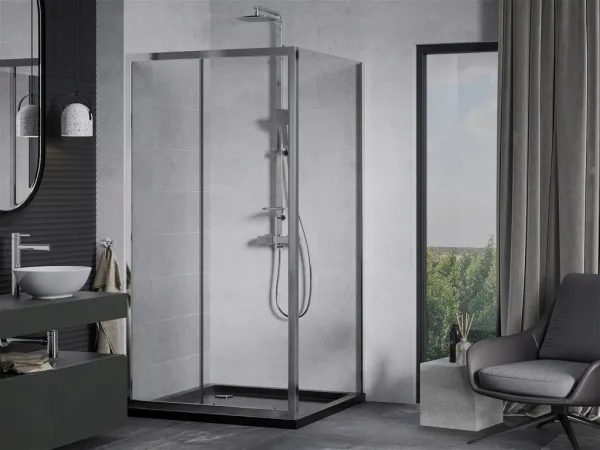 MEXEN/S - Apia Sprchovací kút 90x90, transparent, chróm + vanička so sifónom 840-090-090-01-00-4070