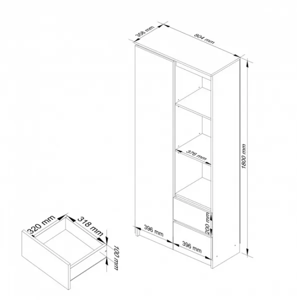 Ak furniture Skriňa Rexa 80 cm biela