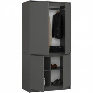Ak furniture Šatní skříň CLP S90/4D grafitově šedá