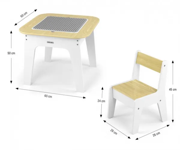 Detský stôl a stolička Milly Mally Olaf Blocks White