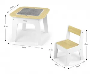 Detský stôl a stolička Milly Mally Olaf Blocks White