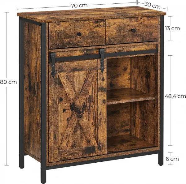 VASAGLE Príborník 70x30x80cm čiernohnedý