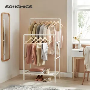 SONGMICS Stojan na oblečenie s dvoma konzolami biely