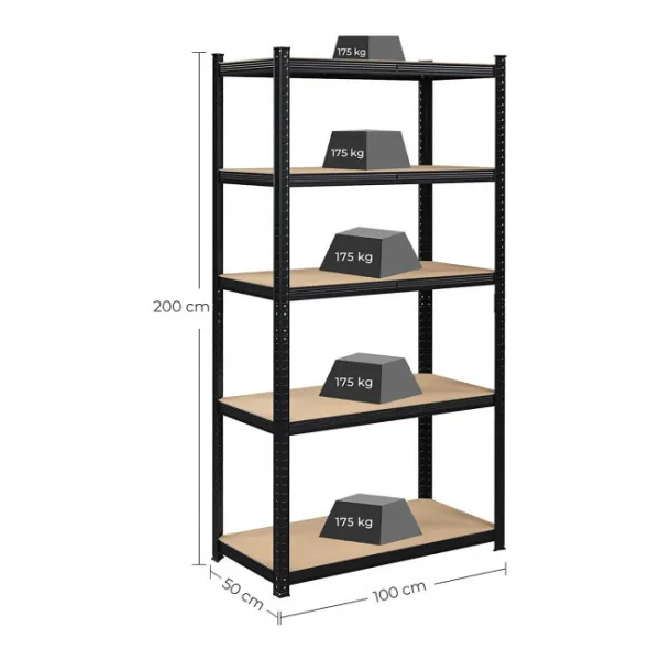 SONGMICS Regál Wera 100x200 cm čierny