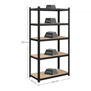 SONGMICS Regál Wera 100x200 cm čierny