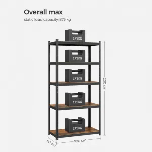 SONGMICS Regál Brety 100 cm hnědo-černý