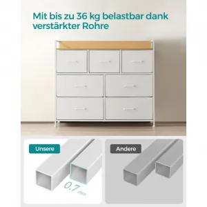 SONGMICS Komoda s látkovými zásuvkami Vasagle Busman dub bílý/bílá