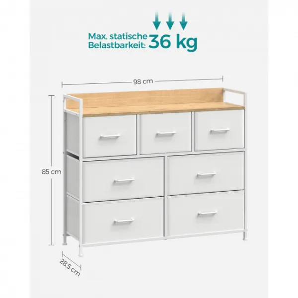 SONGMICS Komoda s látkovými zásuvkami Vasagle Busman dub bílý/bílá