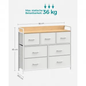 SONGMICS Komoda s látkovými zásuvkami Vasagle Busman dub bílý/bílá